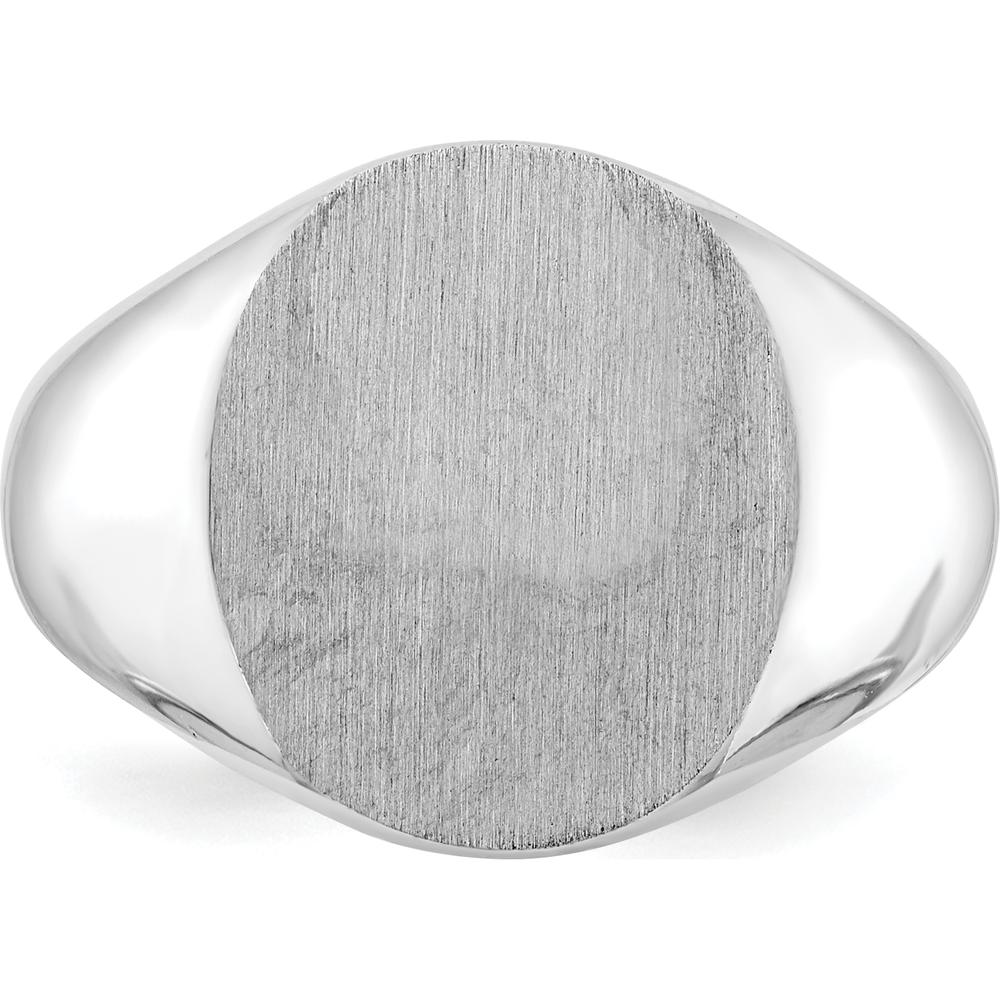 14K White Gold Closed Back Signet Ring - Engravable, Satin Finish by 0