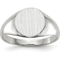 14K White Gold Closed Back Signet Ring with Polished and Brushed Finish - Customizable Engraving Option by 0