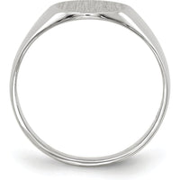 14K White Gold Closed Back Signet Ring with Polished and Brushed Finish - Customizable Engraving Option by 0