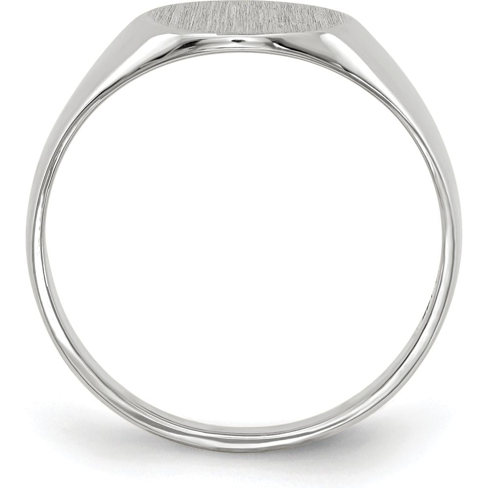 14K White Gold Closed Back Signet Ring with Polished and Brushed Finish - Customizable Engraving Option by 0
