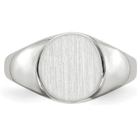 14K White Gold Closed Back Signet Ring with Polished and Brushed Finish - Customizable Engraving Option by 0