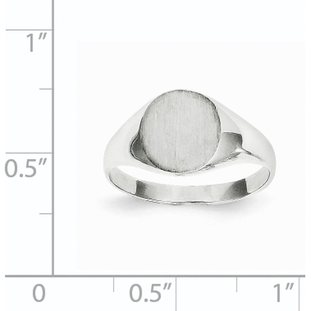 14K White Gold Closed Back Signet Ring with Polished and Brushed Finish - Customizable Engraving Option by 0
