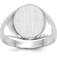 14K White Gold Closed Back Signet Ring with Satin and Polished Finish by 0