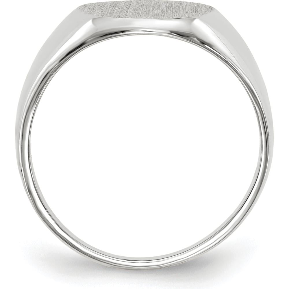 14K White Gold Closed Back Signet Ring with Satin and Polished Finish by 0