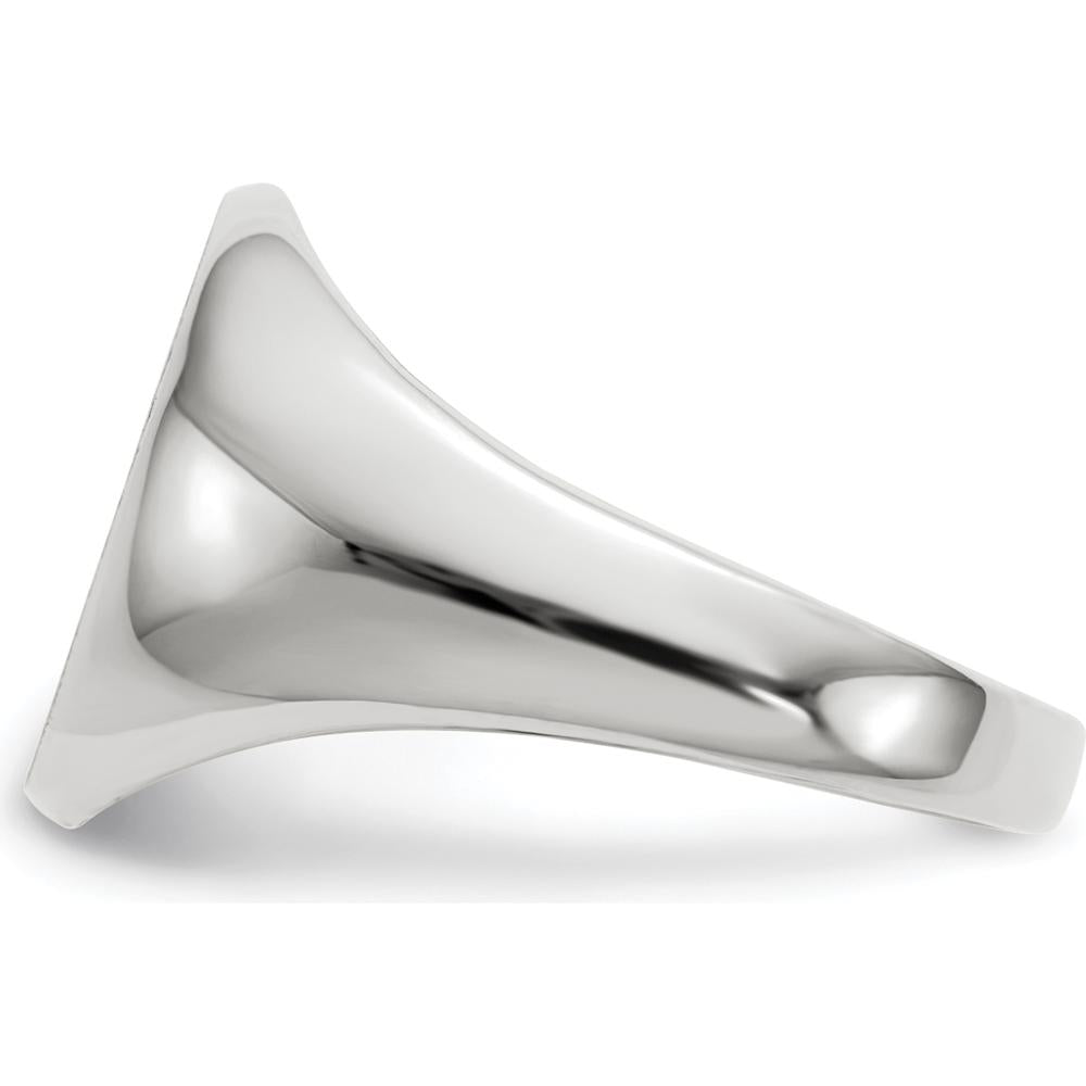 14K White Gold Closed Back Signet Ring with Satin and Polished Finish by 0