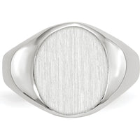 14K White Gold Closed Back Signet Ring with Satin and Polished Finish by 0