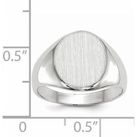 14K White Gold Closed Back Signet Ring with Satin and Polished Finish by 0