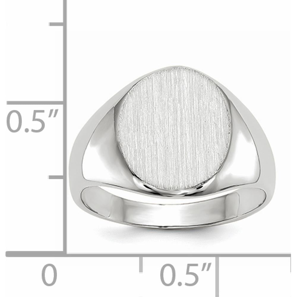 14K White Gold Closed Back Signet Ring with Satin and Polished Finish by 0