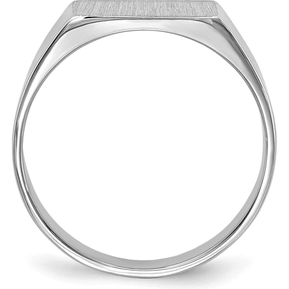14K White Gold Closed Back Signet Ring with Satin Finish - Sizeable, Engravable by 0