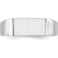 14K White Gold Closed Back Signet Ring with Satin Finish - Sizeable, Engravable by 0