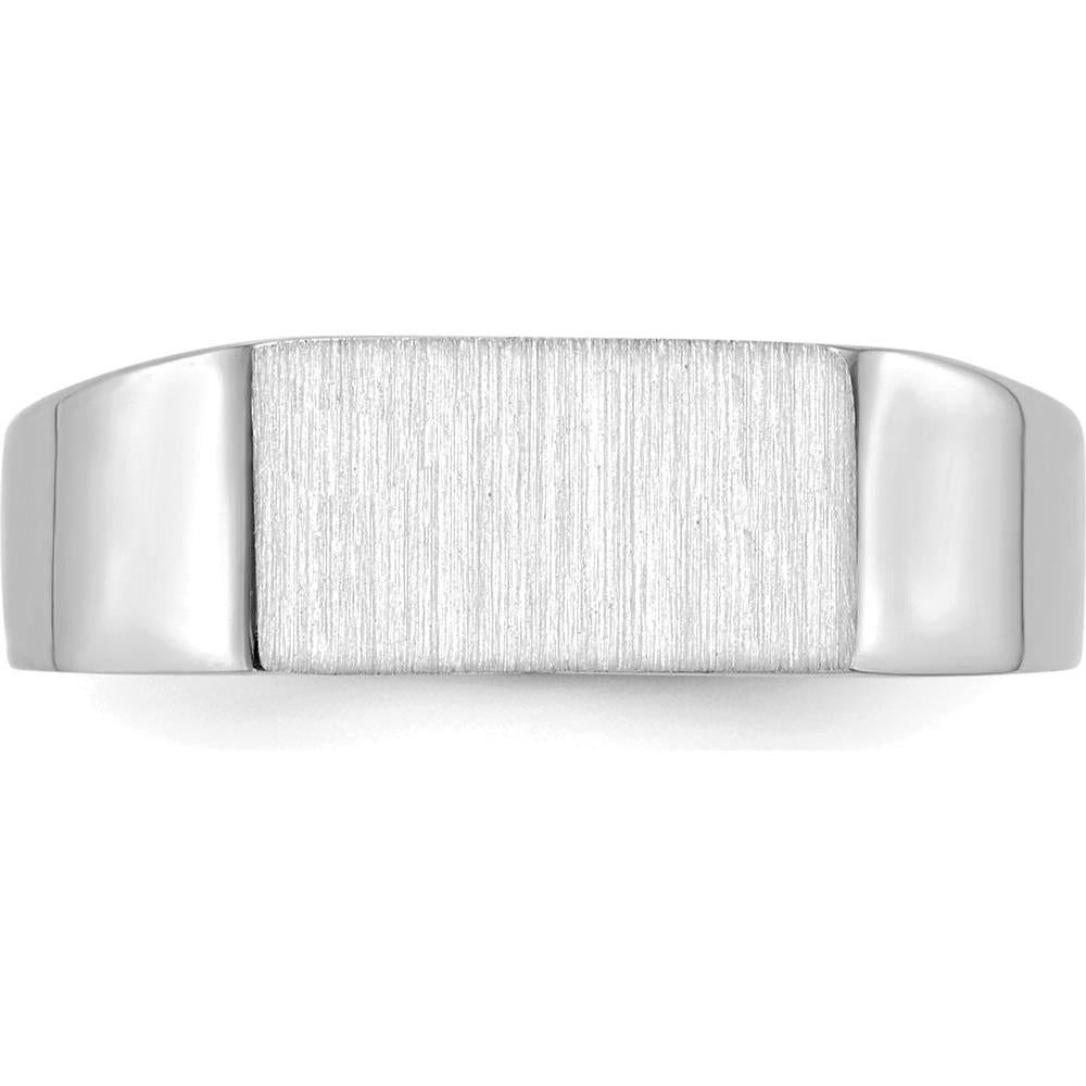 14K White Gold Closed Back Signet Ring with Satin Finish - Sizeable, Engravable by 0