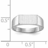 14K White Gold Closed Back Signet Ring with Satin Finish - Sizeable, Engravable by 0