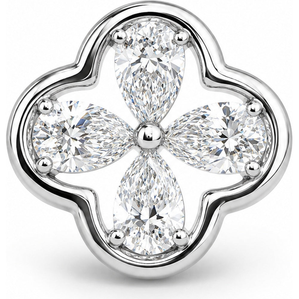 14K White Gold Clover Pendant with Pear-Shaped Lab Grown Diamonds - 1.18 Carat Total Diamond Weight by Auriventus