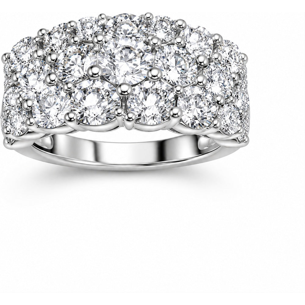 14K White Gold Cluster Band with Shared Prong Set Round Lab Grown Diamonds - 4.98 Carat Total Diamond Weight by Auriventus