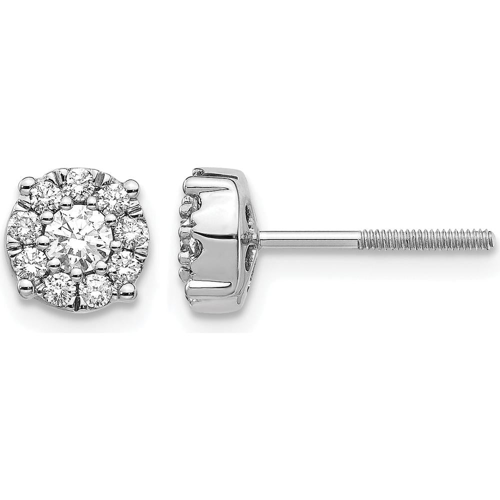 14K White Gold Cluster Diamond Screw Back Post Earrings - 0.13 Carat Total Diamond Weight by Monteluci Fine Jewelry