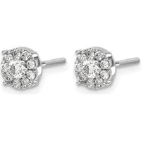 14K White Gold Cluster Diamond Screw Back Post Earrings - 0.13 Carat Total Diamond Weight by Monteluci Fine Jewelry