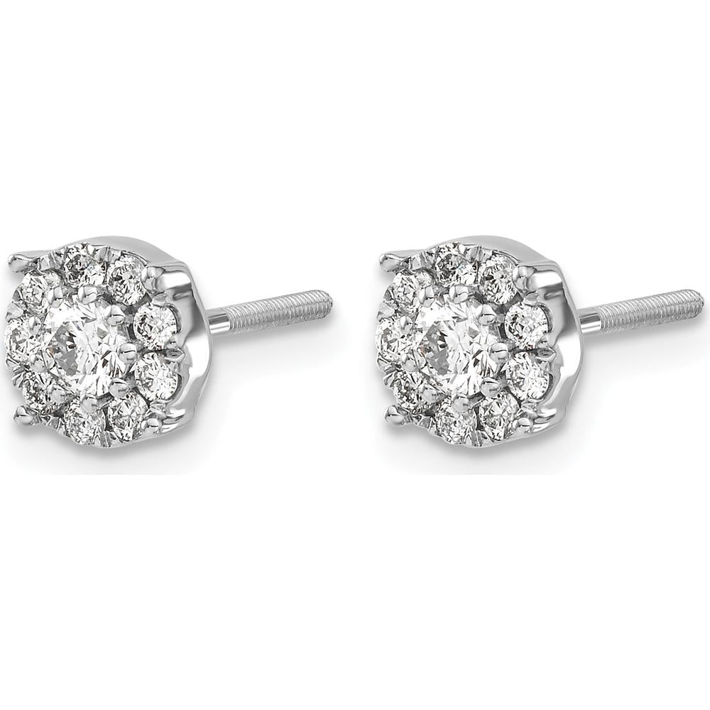 14K White Gold Cluster Diamond Screw Back Post Earrings - 0.13 Carat Total Diamond Weight by Monteluci Fine Jewelry