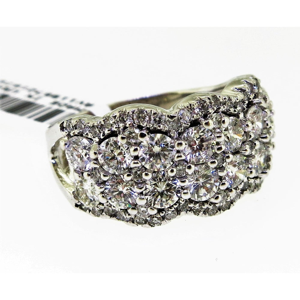 14K White Gold Cluster Fashion Ring with Round Diamonds - 2.65 Carat Total Diamond Weight by Auriventus