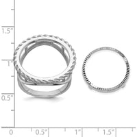 14K White Gold Coin Bezel Ring with Polished Diamond-Cut Rope Edge - Holds 1/10 oz. American Eagle Coin by Numis Coin Jewelry