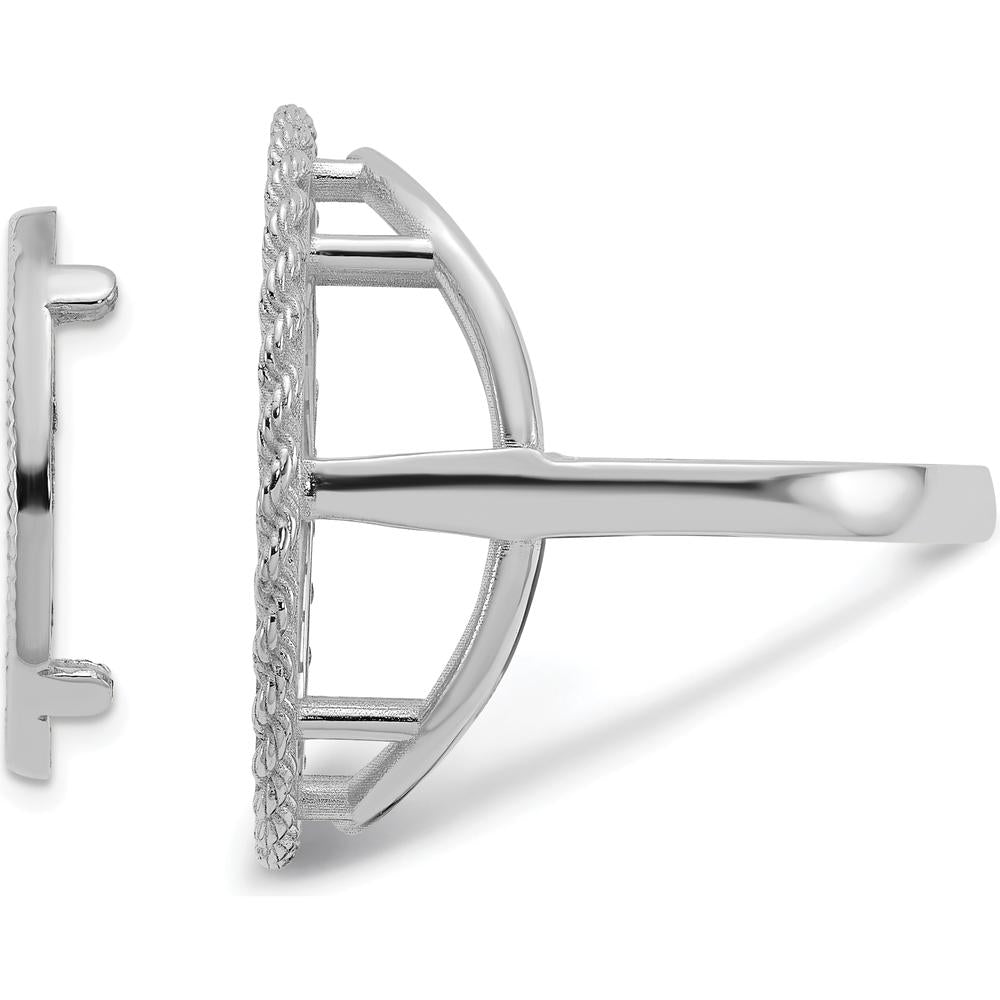 14K White Gold Coin Bezel Ring with Polished Diamond-Cut Rope Edge - Holds 1/10 oz. American Eagle Coin by Numis Coin Jewelry