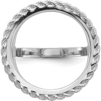 14K White Gold Coin Bezel Ring with Polished Diamond-Cut Rope Edge - Holds 1/10 oz. American Eagle Coin by Numis Coin Jewelry