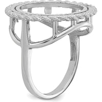 14K White Gold Coin Bezel Ring with Polished Diamond-Cut Rope Edge - Holds 1/10 oz. American Eagle Coin by Numis Coin Jewelry