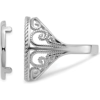 14K White Gold Coin Bezel Ring with Polished Twisted Wire Scroll Design - Holds 1/10 oz. American Eagle Coin by Numis Coin Jewelry
