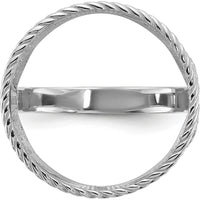 14K White Gold Coin Bezel Ring with Polished Twisted Wire Scroll Design - Holds 1/10 oz. American Eagle Coin by Numis Coin Jewelry