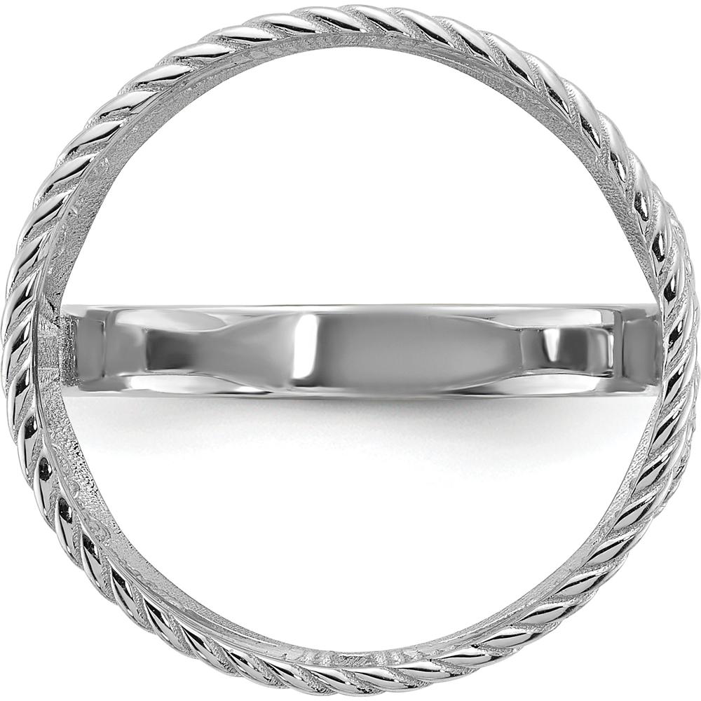 14K White Gold Coin Bezel Ring with Polished Twisted Wire Scroll Design - Holds 1/10 oz. American Eagle Coin by Numis Coin Jewelry