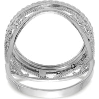 14K White Gold Coin Bezel Ring with Polished Twisted Wire Scroll Design - Holds 1/10 oz. American Eagle Coin by Numis Coin Jewelry