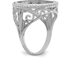 14K White Gold Coin Bezel Ring with Polished Twisted Wire Scroll Design - Holds 1/10 oz. American Eagle Coin by Numis Coin Jewelry