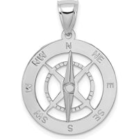 14K White Gold Compass Pendant with Moveable Needle Charm by Oro Pregiato