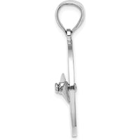 14K White Gold Compass Pendant with Moveable Needle Charm by Oro Pregiato