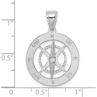 14K White Gold Compass Pendant with Moveable Needle Charm by Oro Pregiato