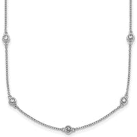 14K White Gold Complete 1/2 Carat Bezel-Set Diamond and Cable Chain 13-Station 16" Necklace by Oro Pregiato