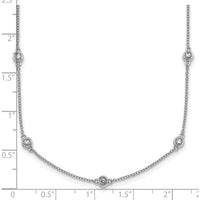 14K White Gold Complete 1/2 Carat Bezel-Set Diamond and Cable Chain 13-Station 16" Necklace by Oro Pregiato