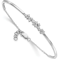 14K White Gold Complete 1/2 Carat Diamond Half-Bangle Bracelet with Adjustable 0.5" Extender by Oro Pregiato