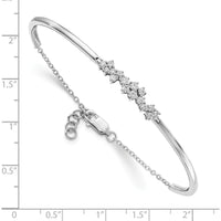 14K White Gold Complete 1/2 Carat Diamond Half-Bangle Bracelet with Adjustable 0.5" Extender by Oro Pregiato