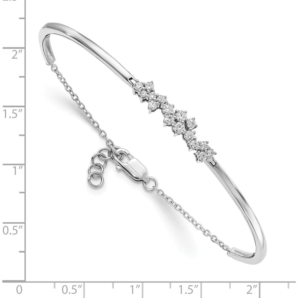 14K White Gold Complete 1/2 Carat Diamond Half-Bangle Bracelet with Adjustable 0.5" Extender by Oro Pregiato