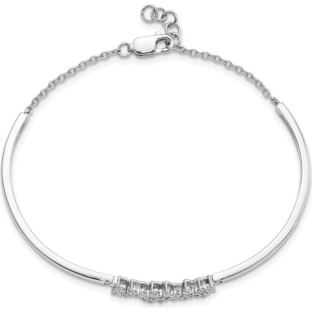 14K White Gold Complete 1/2 Carat Diamond Half-Bangle Bracelet with Adjustable 0.5" Extender by Oro Pregiato