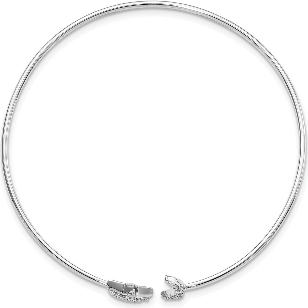 14K White Gold Complete 1/4 Carat Diamond Moon and Star Flexible Cuff Bangle Bracelet by Monteluci Fine Jewelry