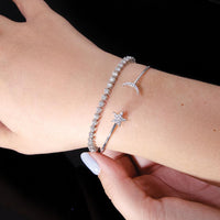 14K White Gold Complete 1/4 Carat Diamond Moon and Star Flexible Cuff Bangle Bracelet by Monteluci Fine Jewelry