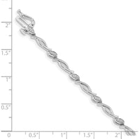 14K White Gold Complete 1/8 Carat Diamond Fancy Link Bracelet - 7.5" Length by Oro Pregiato