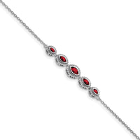 14K White Gold Complete 5-Stone Bezel-set Marquise Garnet Bracelet - 0.44 Carats Total Garnet Weight by Monteluci Fine Jewelry
