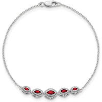 14K White Gold Complete 5-Stone Bezel-set Marquise Garnet Bracelet - 0.44 Carats Total Garnet Weight by Monteluci Fine Jewelry