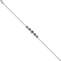 14K White Gold Complete 5-Stone Bezel-set Marquise Garnet Bracelet - 0.44 Carats Total Garnet Weight by Monteluci Fine Jewelry