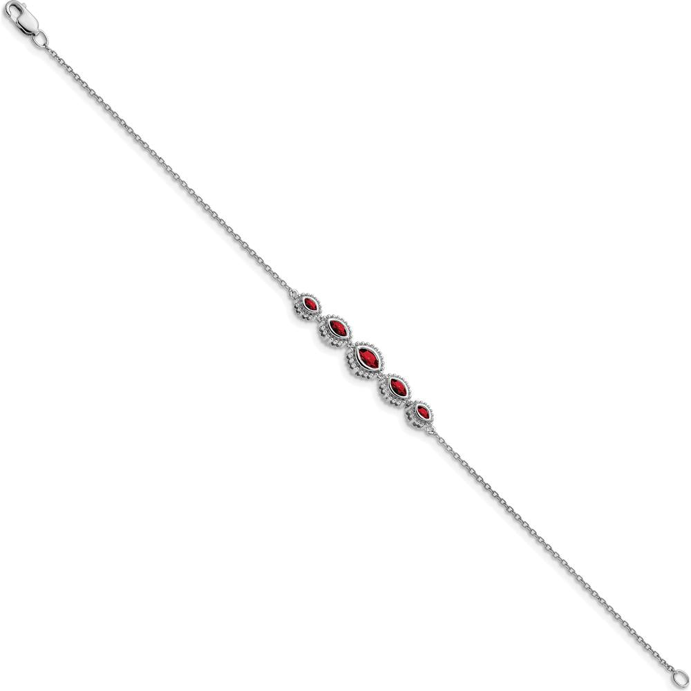 14K White Gold Complete 5-Stone Bezel-set Marquise Garnet Bracelet - 0.44 Carats Total Garnet Weight by Monteluci Fine Jewelry