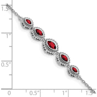 14K White Gold Complete 5-Stone Bezel-set Marquise Garnet Bracelet - 0.44 Carats Total Garnet Weight by Monteluci Fine Jewelry