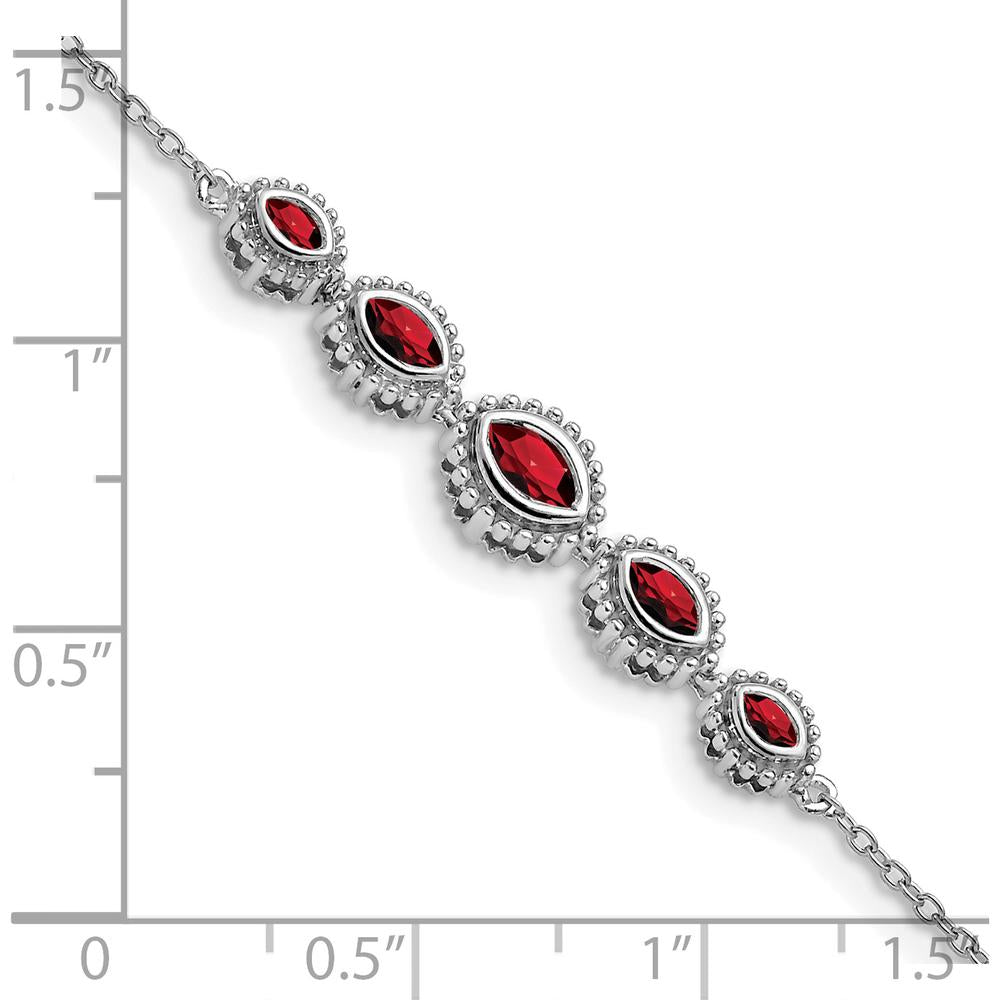 14K White Gold Complete 5-Stone Bezel-set Marquise Garnet Bracelet - 0.44 Carats Total Garnet Weight by Monteluci Fine Jewelry