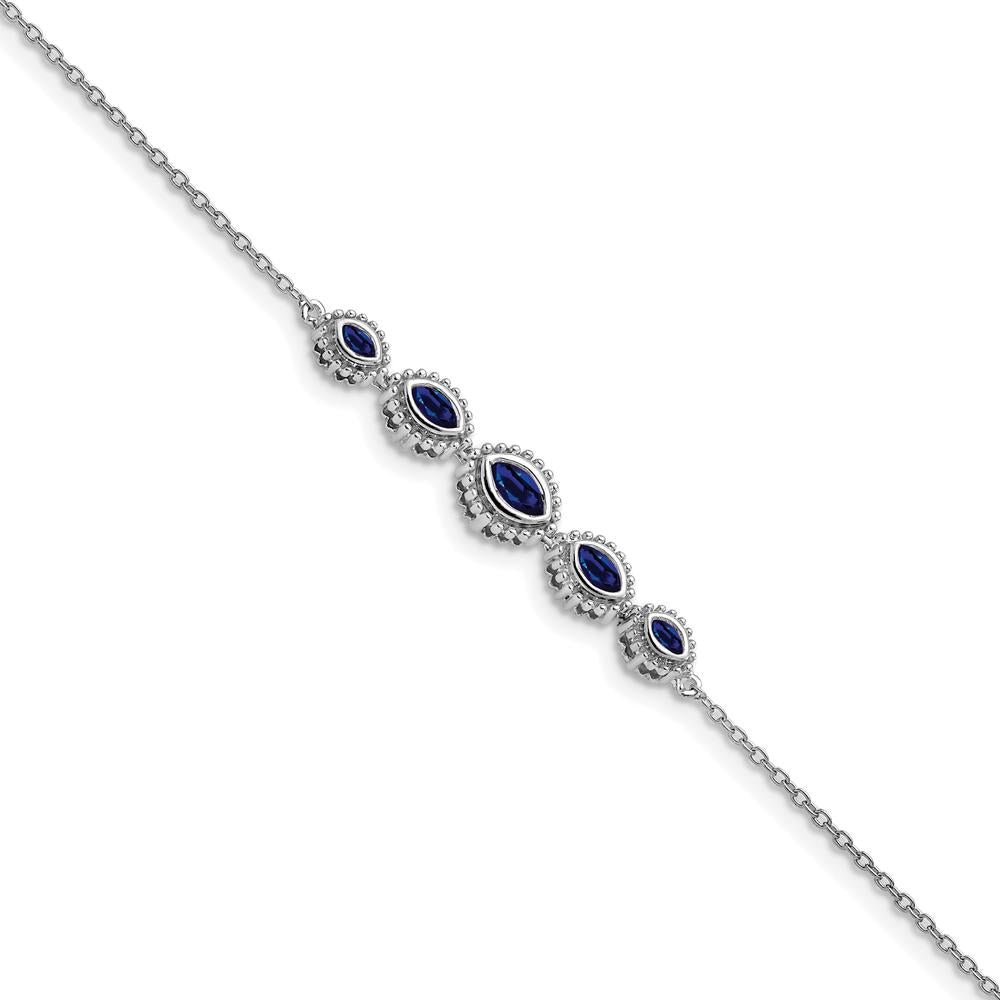 14K White Gold Complete 5-Stone Marquise Sapphire Bracelet - 0.16 Carats, 0.09 Carats, 0.079 Carats Total Sapphire Weight by Monteluci Fine Jewelry